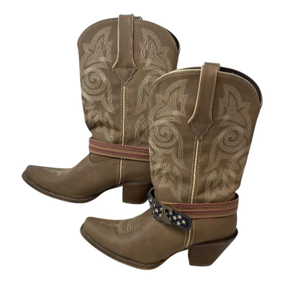 Durango Brown Leather Snip Toe Western Cowgirl Boots 9